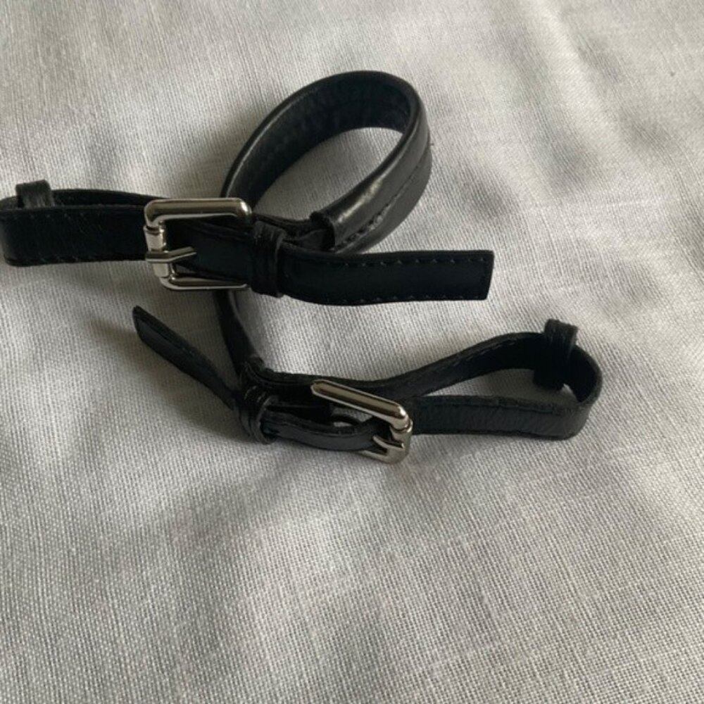•Replacement Adjustable Black Leather Strap Silver Hardware